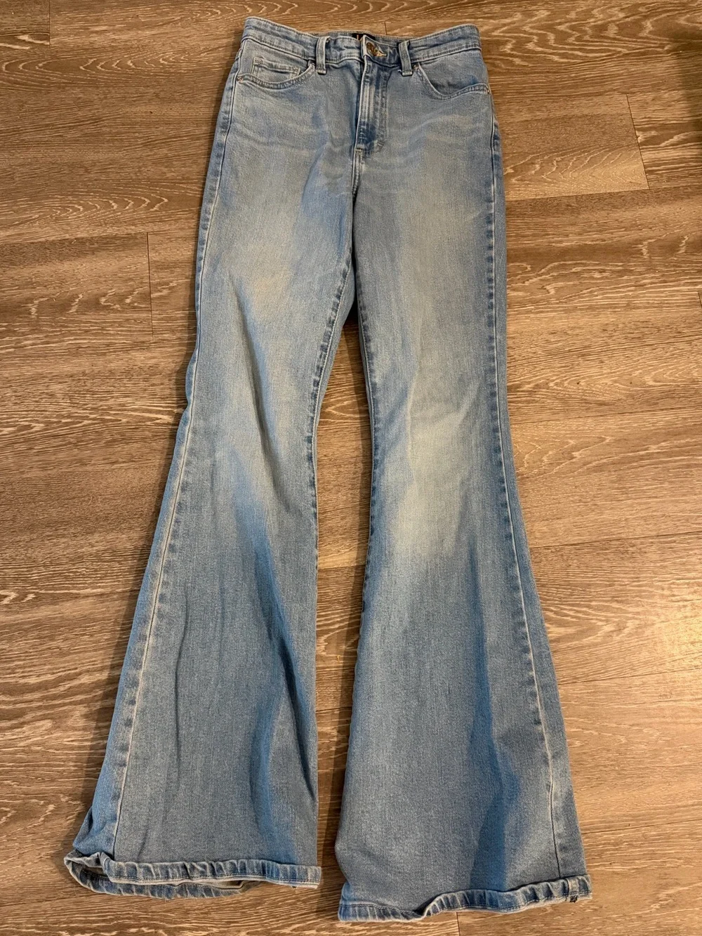 Lee High Rise Flare Jeans Womens 26 Light Wash Wide Leg Y2K